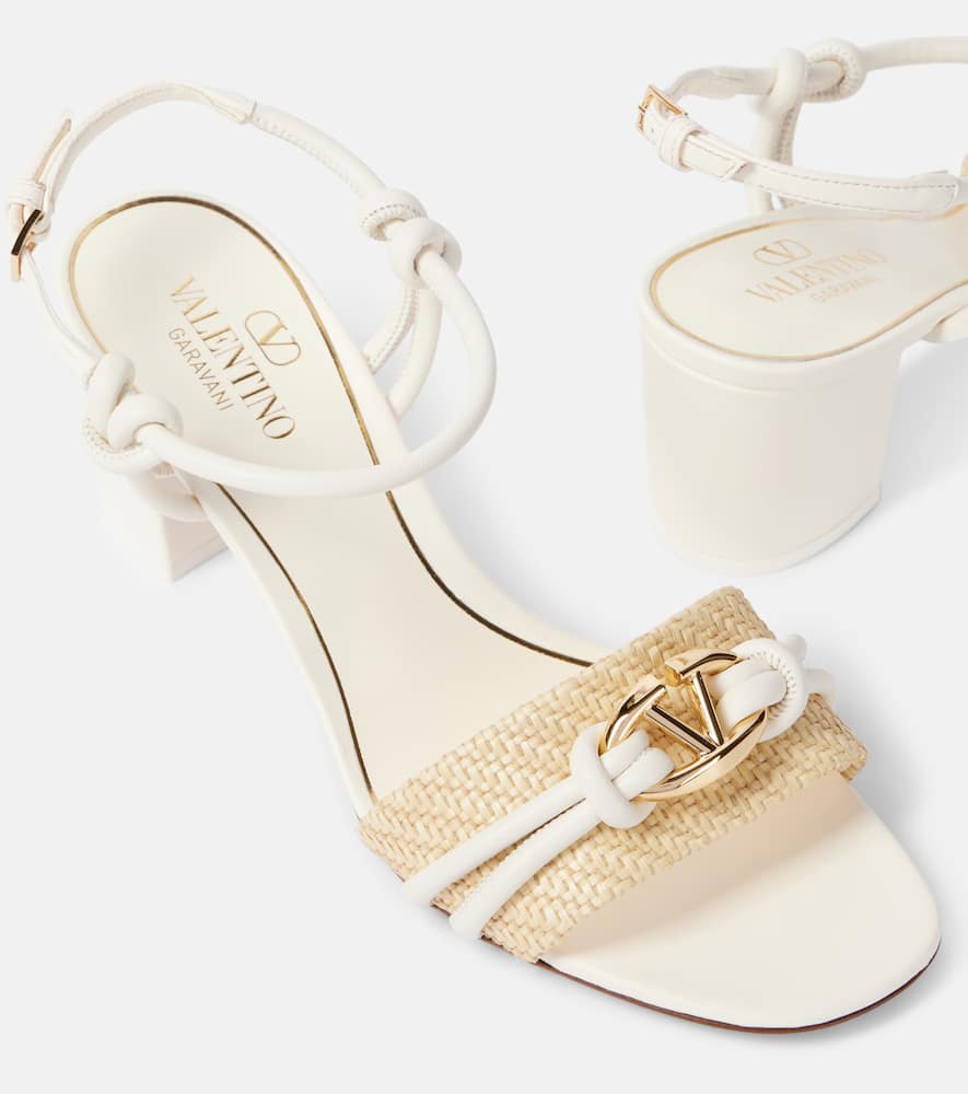 Valentino Garavani VLogo raffia-trimmed leather sandals