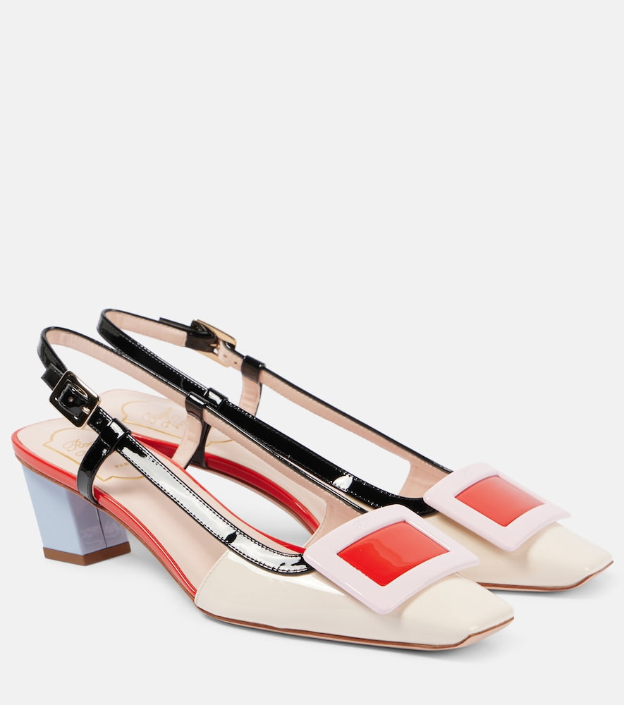 Roger Vivier Belle Vivier 45 patent leather slingback pumps - Roger Vivier Belle Vivier 45 漆皮露跟高跟鞋