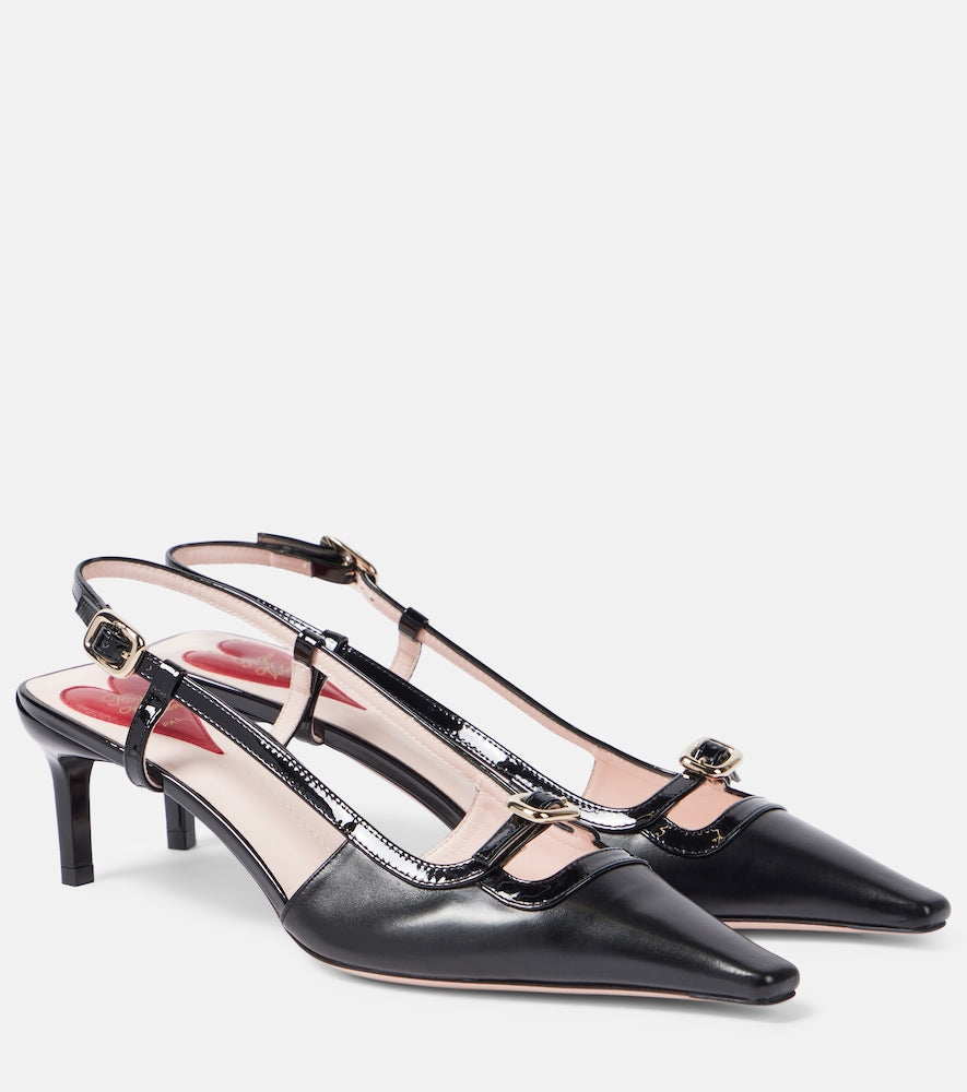 Roger Vivier Viv' Canard 55 leather slingback pumps - Roger Vivier Viv' Canard 55 皮革露跟高跟鞋