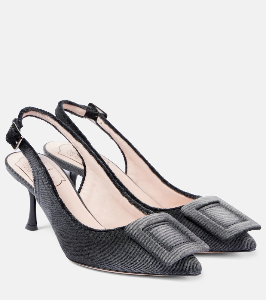 Roger Vivier Fringed denim slingback pumps - Roger Vivier 流苏牛仔布露跟高跟鞋