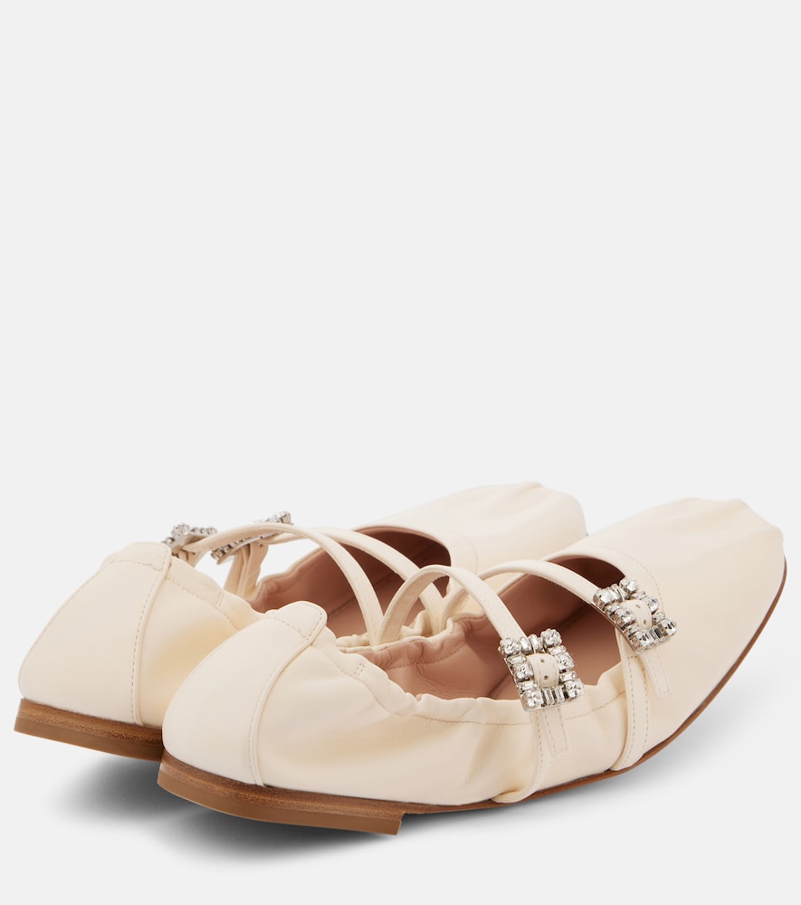 Roger Vivier Crystal-embellished leather ballet flats
