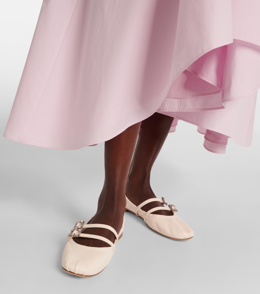 Roger Vivier Crystal-embellished leather ballet flats