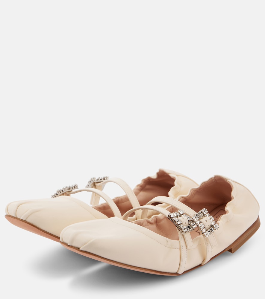 Roger Vivier Crystal-embellished leather ballet flats
