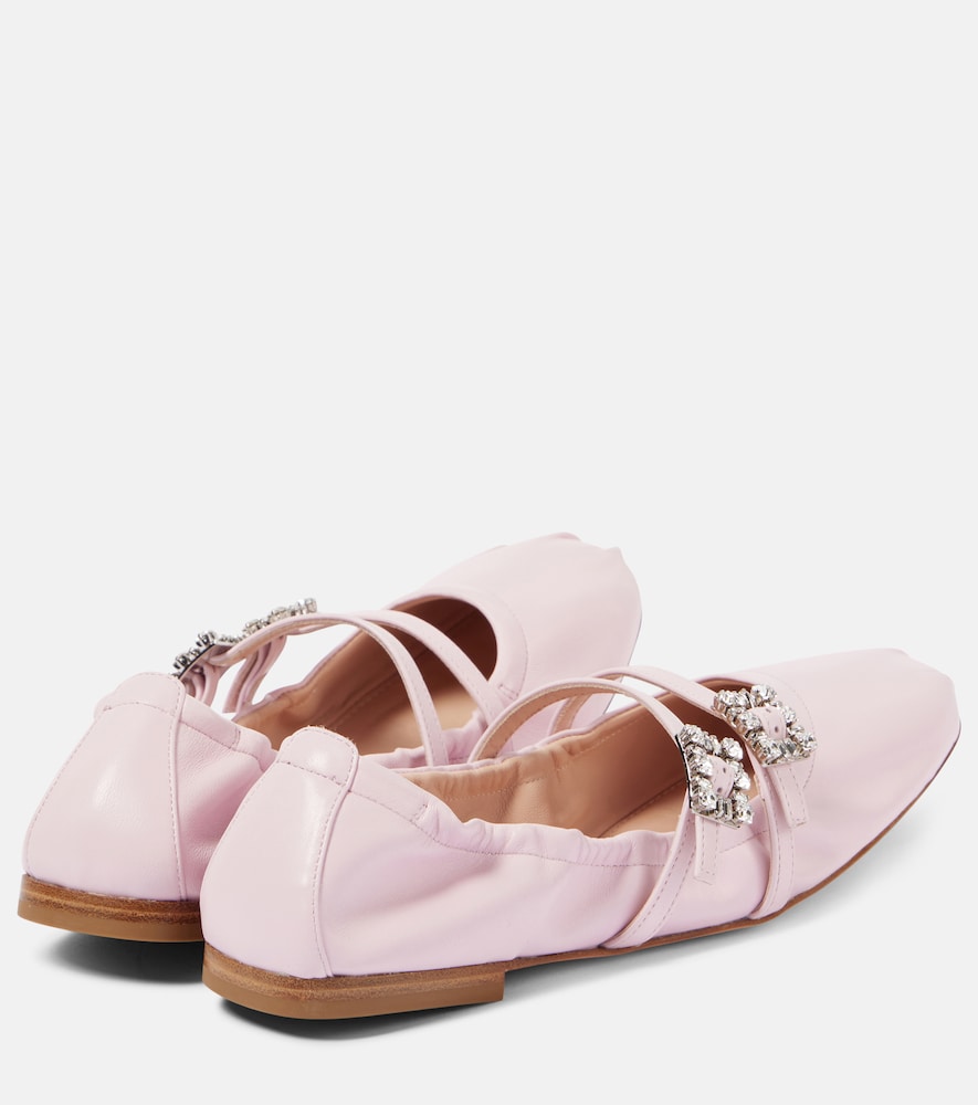 Roger Vivier Crystal-embellished leather Mary Jane flats