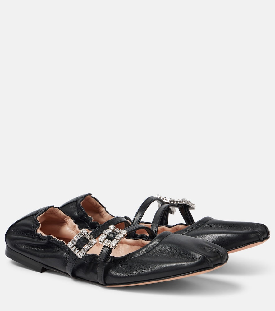 Roger Vivier Embellished leather ballet flats - Roger Vivier 缀饰皮革芭蕾平底鞋
