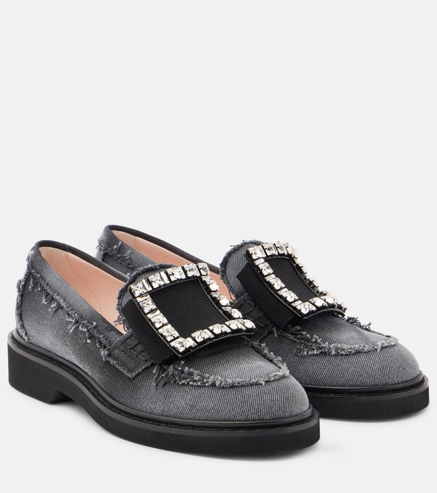 Roger Vivier Viv' Rangers embellished denim loafers - Roger Vivier Viv' Rangers 装饰牛仔乐福鞋