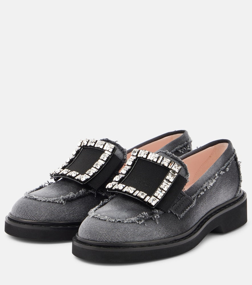 Roger Vivier Viv' Rangers embellished denim loafers