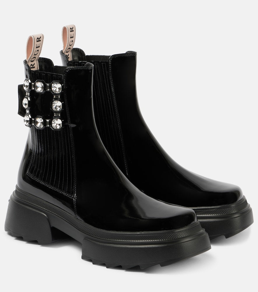 Roger Vivier Wallaviv patent leather Chelsea boots - Roger Vivier Wallaviv漆皮切尔西靴
