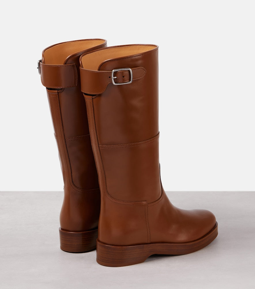 Loro Piana Lupo leather knee-high boots