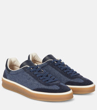 Loro Piana Tennis Walk suede-trimmed denim sneakers - Loro Piana Tennis Walk 麂皮饰边牛仔运动鞋