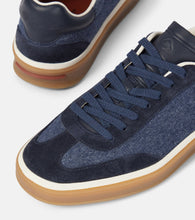 Loro Piana Tennis Walk suede-trimmed denim sneakers