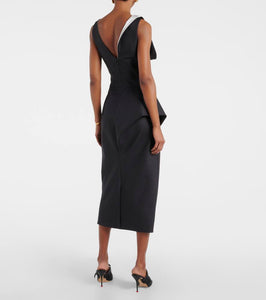 Alexander McQueen Pinstripe draped wool midi dress