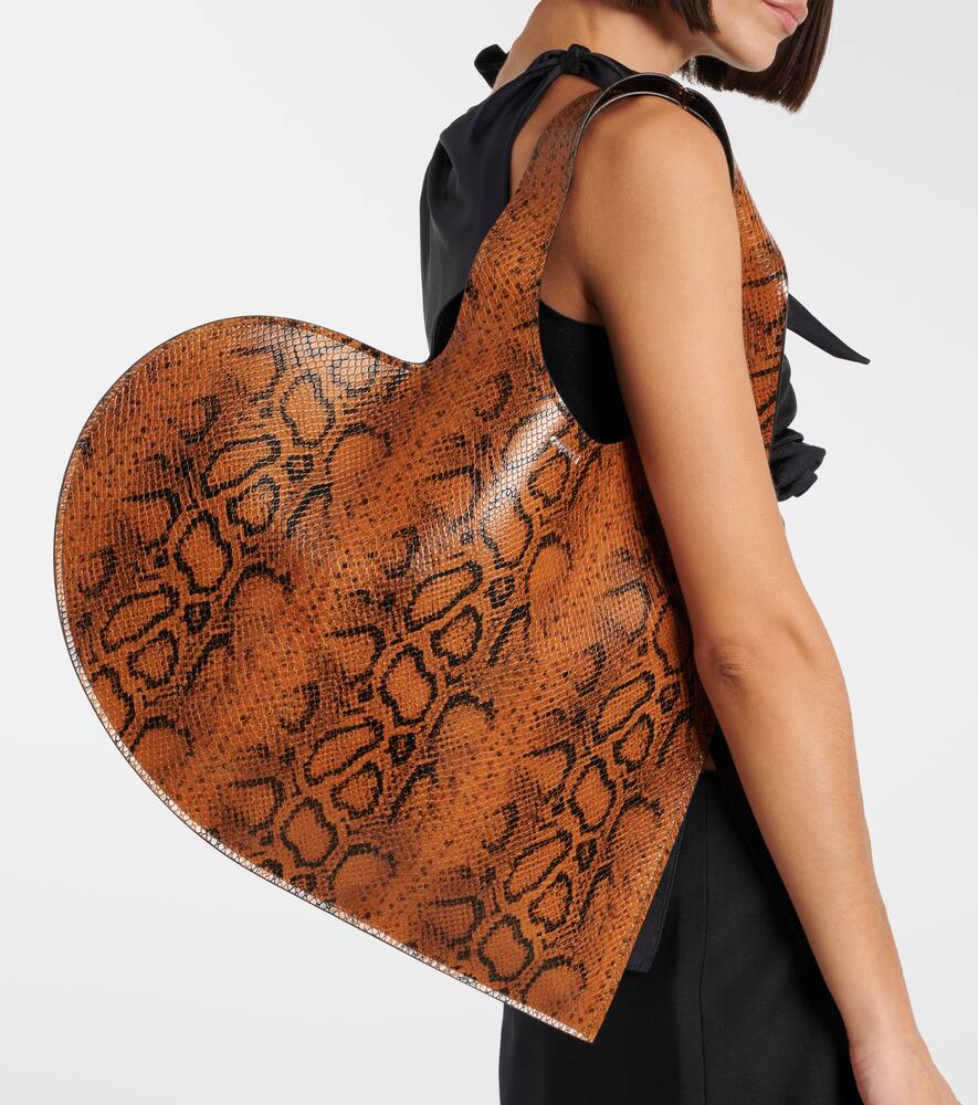 Coperni Heart snake-effect leather tote bag