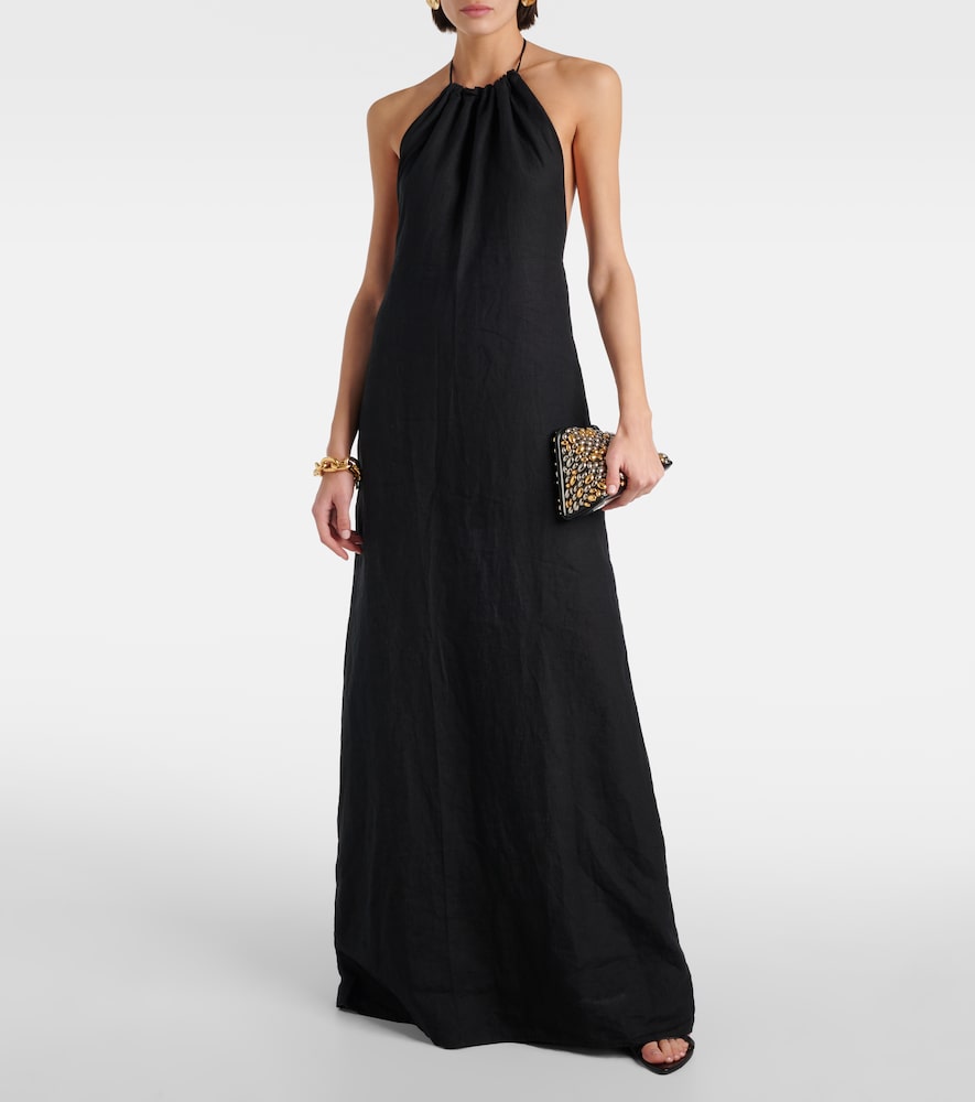 Nili Lotan Lelia halterneck linen maxi dress