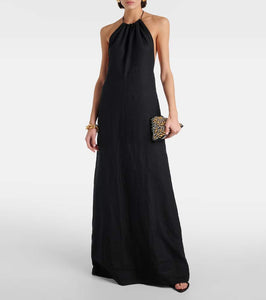 Nili Lotan Lelia halterneck linen maxi dress