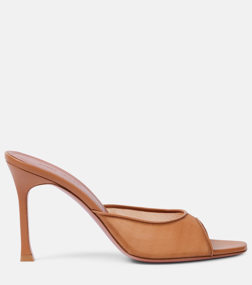 Amina Muaddi Alexa 95 leather-trimmed mesh mules