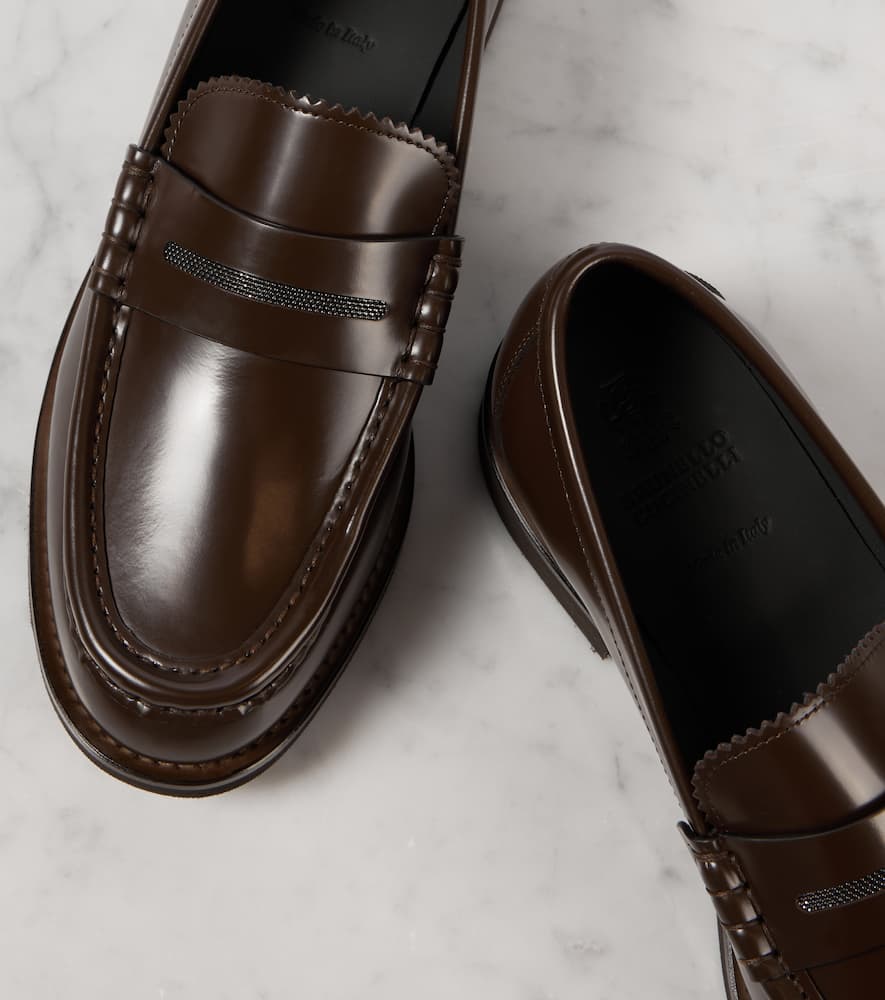 Brunello Cucinelli Monili leather penny loafers