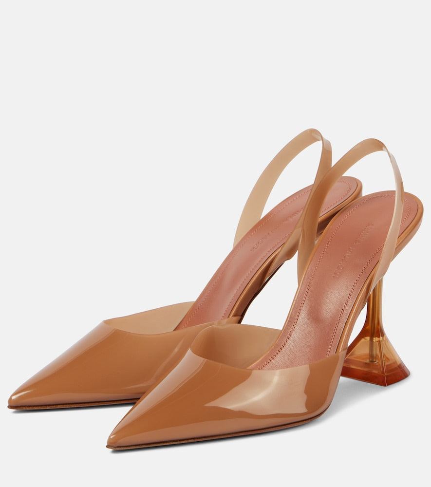 Amina Muaddi Holli Glass 95 PVC slingback pumps