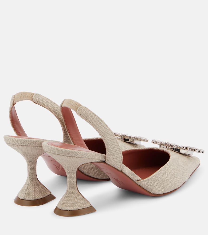 Amina Muaddi Begum 70 embellished canvas slingback pumps