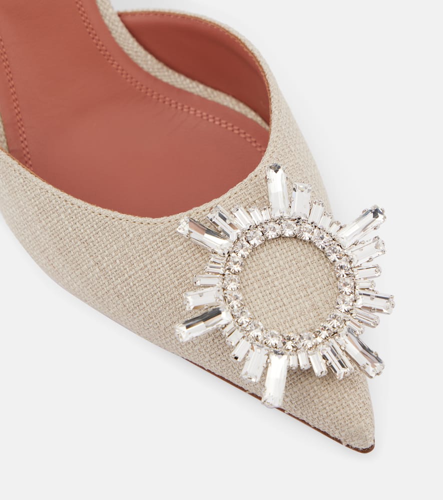 Amina Muaddi Begum 70 embellished canvas slingback pumps