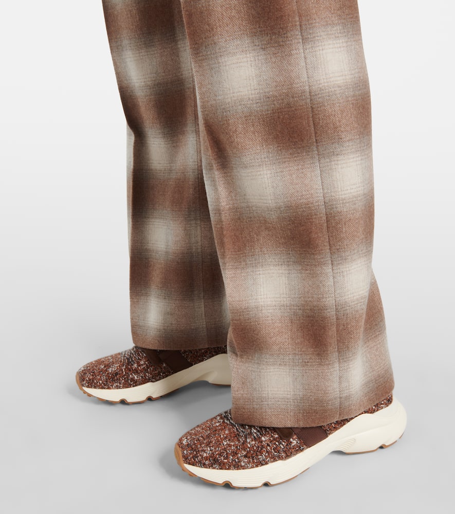 Tod's Knitted leather-trimmed sneakers