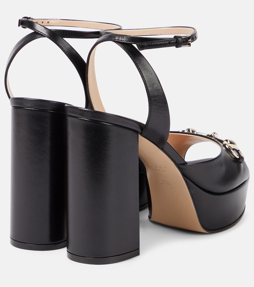 Gucci Lady Horsebit leather platform sandals