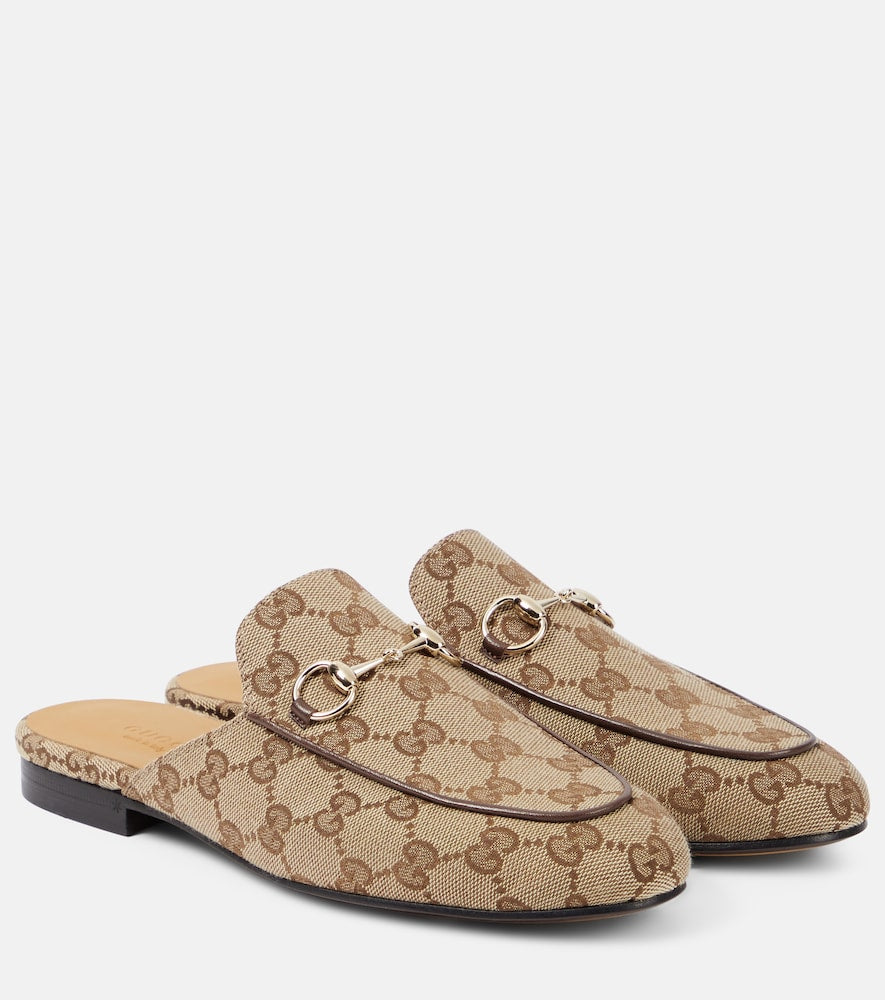 Gucci Princetown GG canvas mules - Gucci Princetown GG帆布穆勒鞋