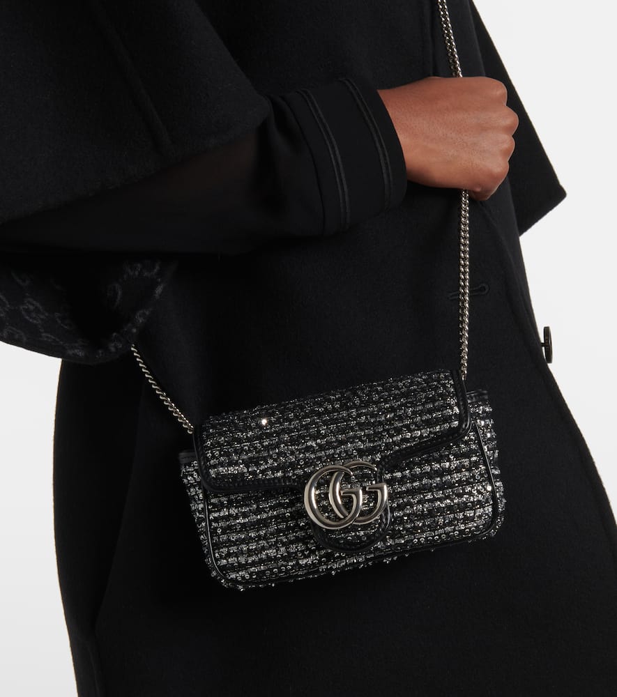 Gucci GG Marmont Mini embellished tweed shoulder bag