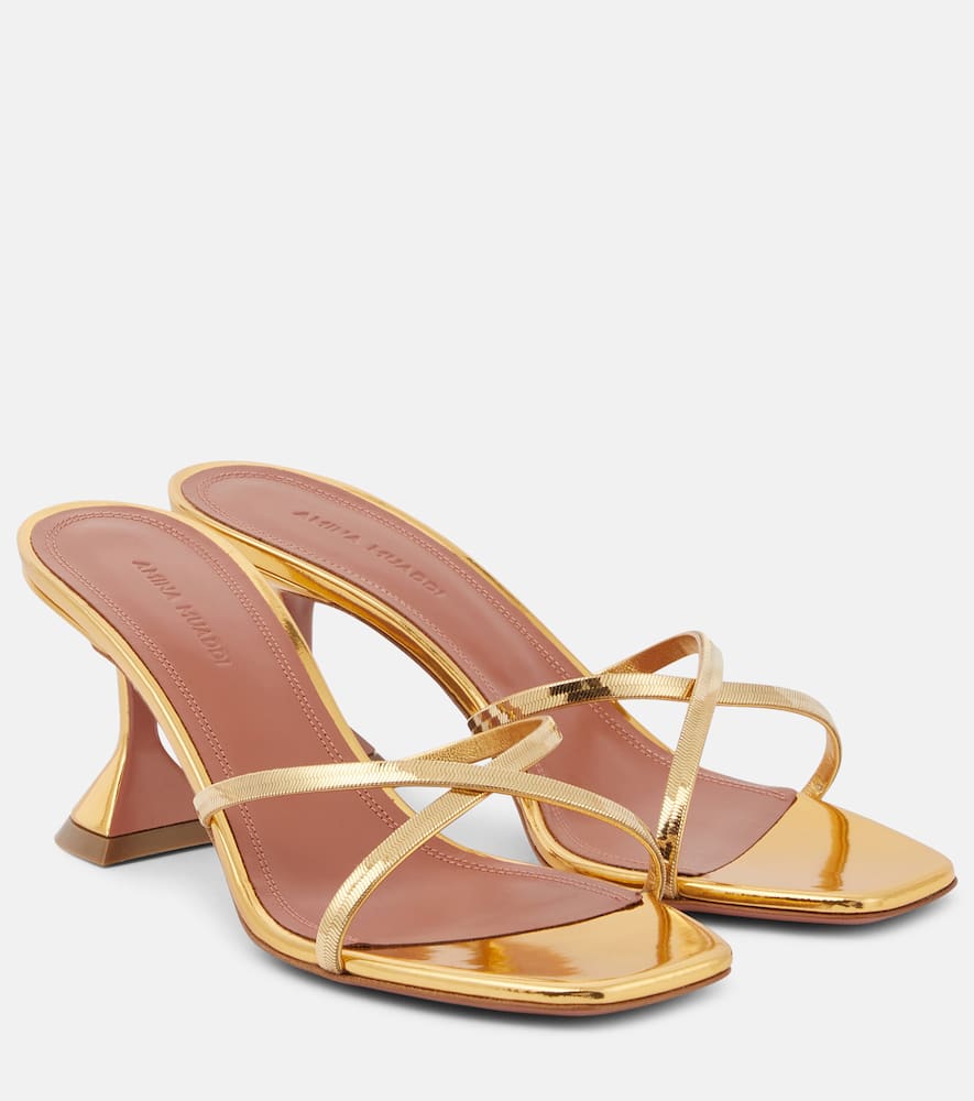 Amina Muaddi Henson 70 metallic leather mules
