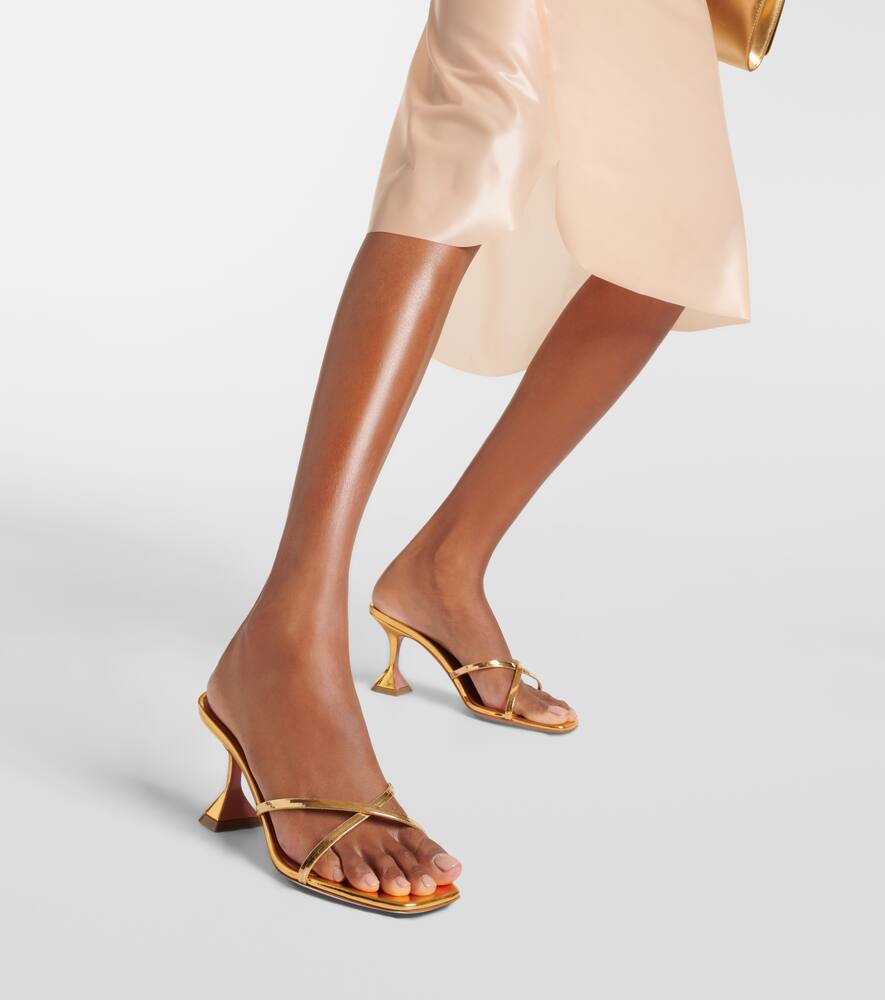 Amina Muaddi Henson 70 metallic leather mules