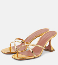 Amina Muaddi Henson 70 metallic leather mules