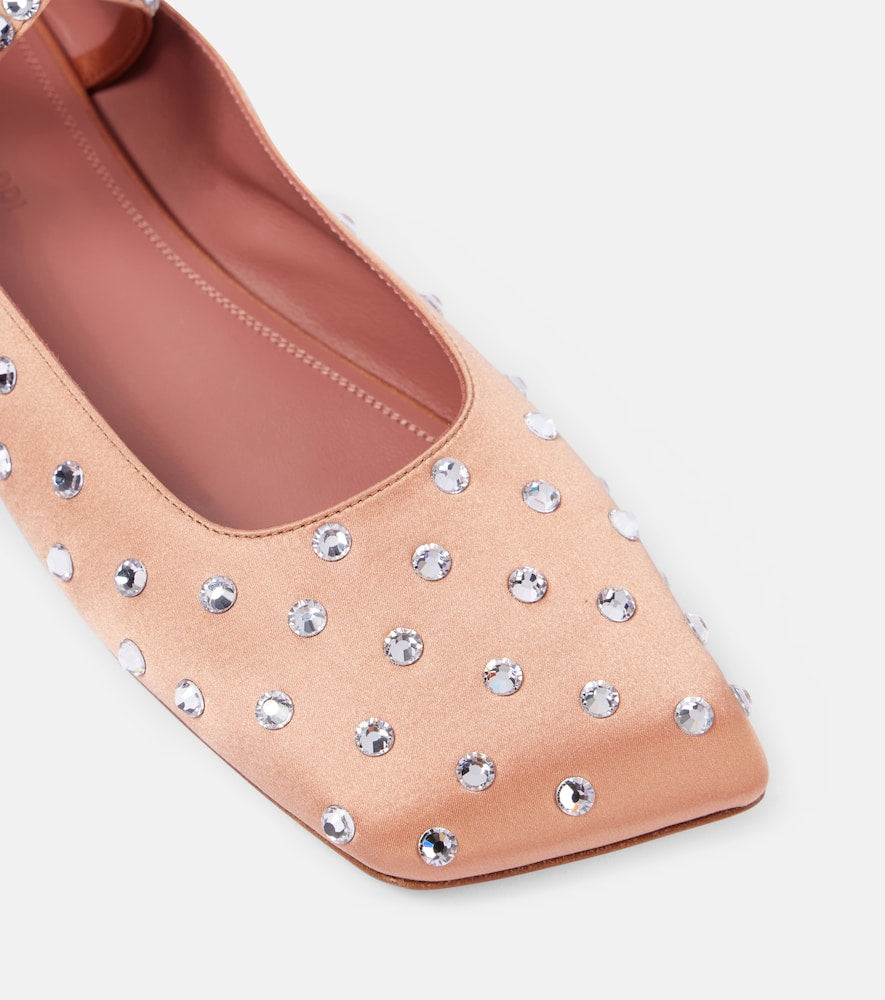 Amina Muaddi Ane crystal-embellished satin ballet flats
