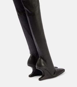 Rick Owens Cantilever leather over-the-knee boots