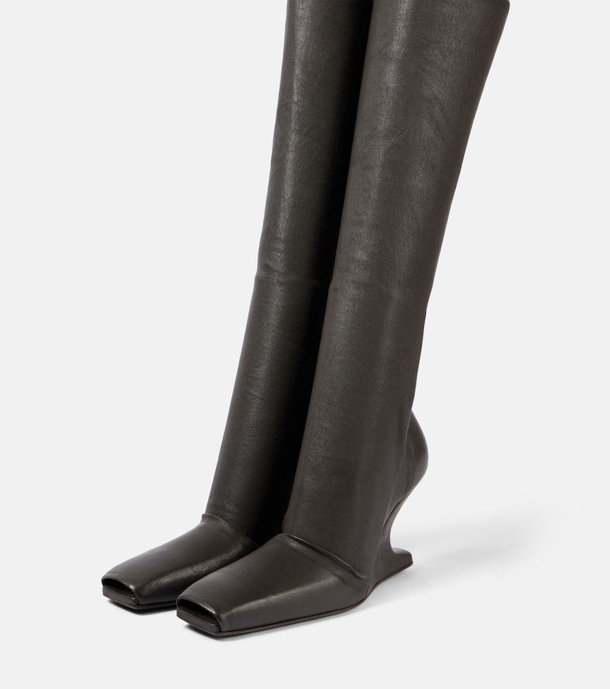 Rick Owens Cantilever leather over-the-knee boots