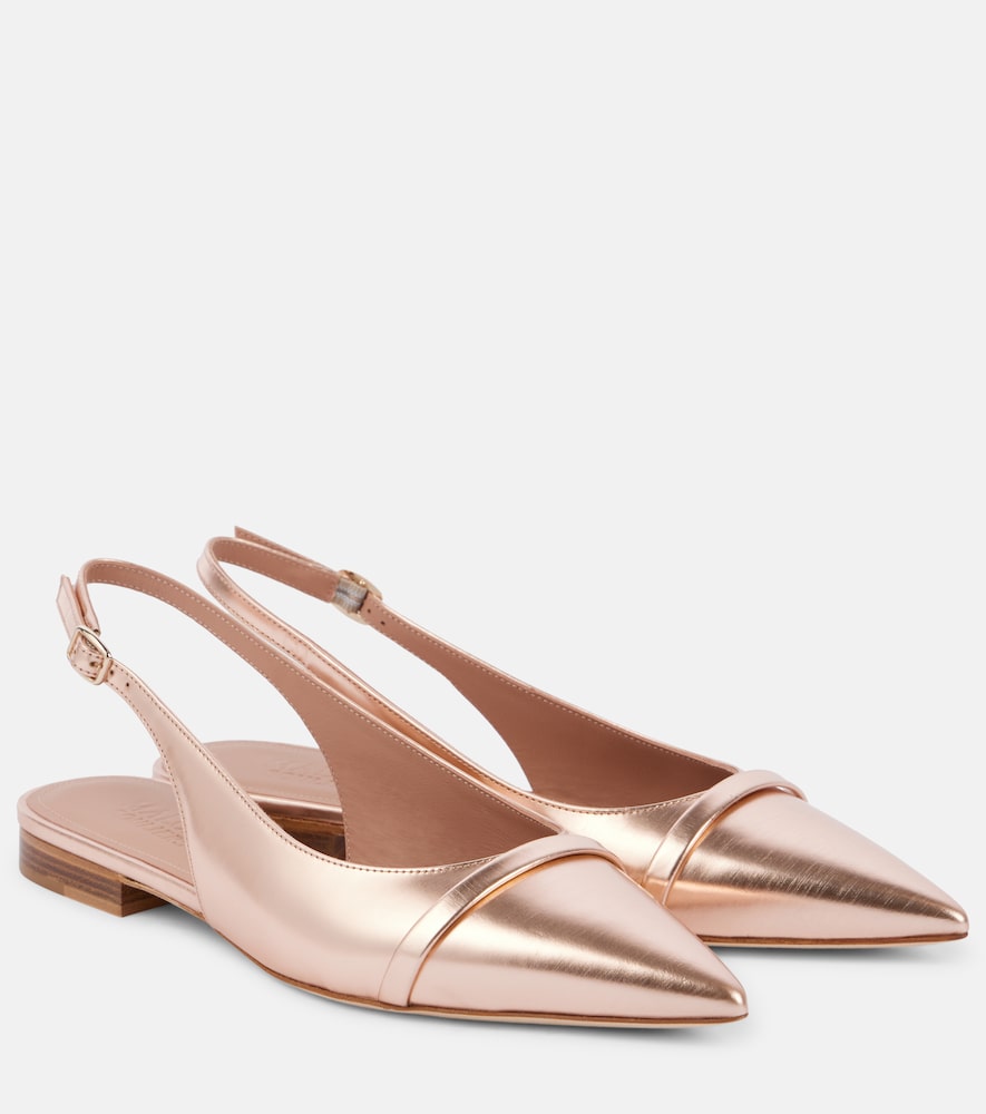 Malone Souliers Jama metallic leather slingback ballet flats - Malone Souliers Jama 金属皮革露跟芭蕾平底鞋