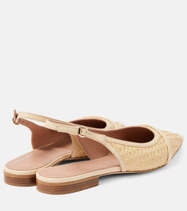 Malone Souliers Jama raffia slingback ballet flats