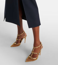 Valentino Garavani Rockstud 105 mesh and leather pumps