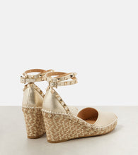 Valentino Garavani Rockstud metallic leather espadrille wedges