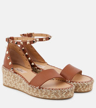 Valentino Garavani Rockstud 55 leather espadrille wedges - Valentino Garavani Rockstud 55 皮革坡跟草编鞋
