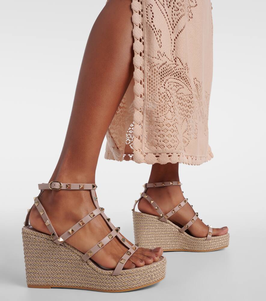 Valentino Garavani Torchon leather wedge espadrilles