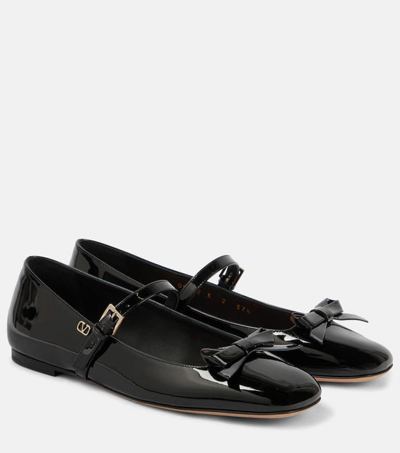 Valentino Garavani Romance Bow patent leather Mary Jane flats
