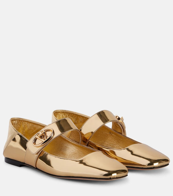 Valentino Garavani VLogo Locker mirrored leather Mary Jane flats