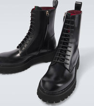 Gucci Web Stripe leather lace-up boots