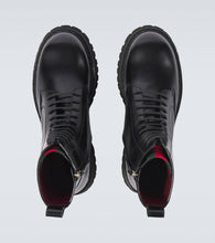 Gucci Web Stripe leather lace-up boots