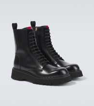 Gucci Web Stripe leather lace-up boots
