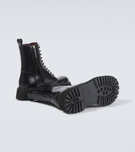 Gucci Web Stripe leather lace-up boots