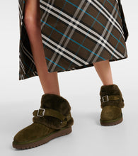 Burberry Shearling-trimmed suede ankle boots