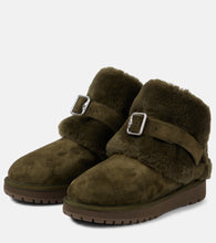 Burberry Shearling-trimmed suede ankle boots