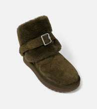 Burberry Shearling-trimmed suede ankle boots