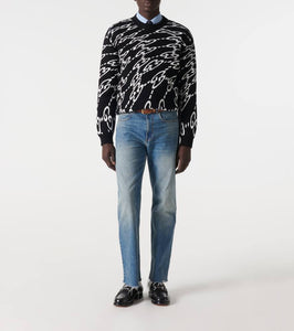 Gucci Horsebit GG-embossed leather loafers